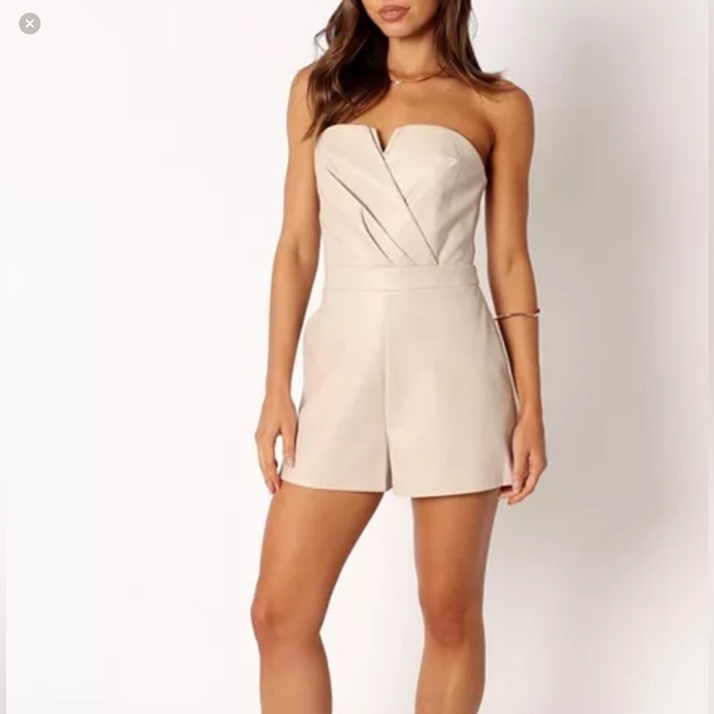 “PETAL + PUP” Mikaela Vegan Leather Strapless Romper - Picture 12 of 15
